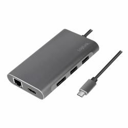 LogiLink UA0382 base para portátil y replicador de puertos Alámbrico USB 3.2 Gen 1 [3.1 Gen 1] Type-C Plata 