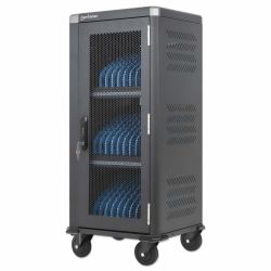Manhattan Carro de carga USB-C para 30 dispositivos, 30 W por puerto, iPad hasta 13", MacBook Air hasta 13" y Chromebook hasta 14", también para tablets y smartphones, compartimentos 404×27,6×283 mm, cables USB-C incluidos, con cerradura 