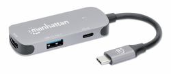 Manhattan 190299 base para portátil y replicador de puertos Alámbrico USB 3.2 Gen 1 [3.1 Gen 1] Type-C Plata 