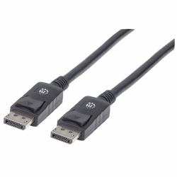 Manhattan Cable DisplayPort 1.2, 4K@60 Hz, 2 m, macho a macho, con pestañas de bloqueo, totalmente apantallado, negro, garantía de por vida, equivalente a DISPL2M 