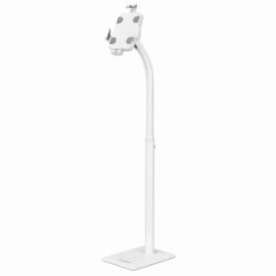Manhattan Soporte de suelo antirrobo para tablet e iPad, universal, rotación 360°, inclinación +20° a −110°, bloqueable, para tablets de 7,9" a 11", altura ajustable, color blanco 