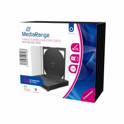 MediaRange BOX31-2 funda para discos ópticos Caja transparente para CD 2 discos Negro, Transparente 