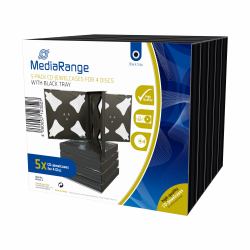MediaRange BOX34-4 funda para discos ópticos Caja transparente para CD 4 discos Negro 