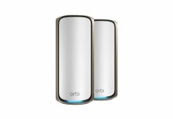 NETGEAR Orbi 970 Series Quad-Band WiFi 7, 2-Pack Quad-band [2.4 GHz / 5 GHz-1 / 5 GHz-2 / 6 GHz] Wi-Fi 6 [802.11ax] Gris 3 Interno 