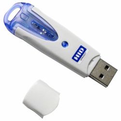 HID Identity OMNIKEY 6121 USB 2.0 Azul, Gris lector de tarjeta inteligente 