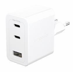 PanzerGlass empower™ by ® Turbo 70W Charger incl. 2 x USB-C + USB-A | EU Plug | Silver White Smartphone Blanco Corriente alterna Carga rápida Interior 