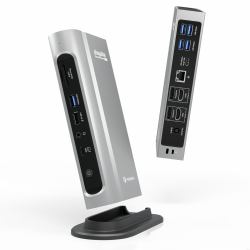Plugable Technologies TBT4-UDZ-UK base para portátil y replicador de puertos Alámbrico Thunderbolt 4 Negro, Plata 