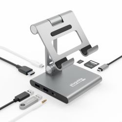 Plugable Technologies UDS-7IN1 mueble y soporte para dispositivo multimedia Plata Tableta Carro para administración de tabletas 