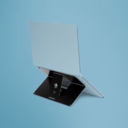R-Go Tools Soporte para portátil R-Go Riser Attachable, elevador plegable y ajustable para portátil, aluminio, plata 