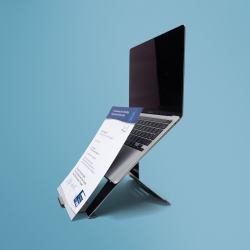 R-Go Tools Soporte para portátil R-Go Riser Document, soporte ergonómico, plegable y ajustable con portadocumentos, negro 