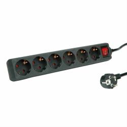 ROLINE 19.07.1077 base múltiple 10 m 6 salidas AC Interior Negro 
