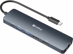 Sandberg 136-43 base para portátil y replicador de puertos USB 3.2 Gen 1 [3.1 Gen 1] Type-C Gris 