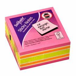 Snopake FSC Pink Rainbow NeonMix Sticky Notes 450 Sheet Cube- 1 Cube