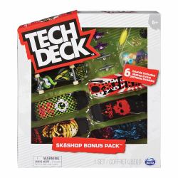 Tech Deck - FINGER SKATE - PACK 6 TABLAS - Auténticos Mini Skates para Dedos 96 mm para Fingerboarding Coleccionables del Sk8Shop Bonus Pack - 6028845 - Juguetes Niños 6 años+ 