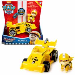 PAW Patrol , Vehículo de carreras Deluxe de Rubble Listos para el rescate con sonidos, a partir de 3 años 