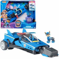 Spin Master PAW Patrol PATRULLA CANINA - LA SUPERPELÍCULA - Coche Transformable Deluxe con Figura de Chase Patrulla Canina - con Luces y Sonidos - 6067497 - Juguetes Niños 3 Años + 