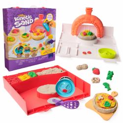 Spin Master Kinetic Sand - Kit Aplaste la Pizza: 452 g de Arena Mágica en 4 Colores + Accesorios - Juegos Infantiles - Manualidades niños - Juguetes Niños 5 Años + - Regalo Niño 5 Años + - Arena Kinetica 