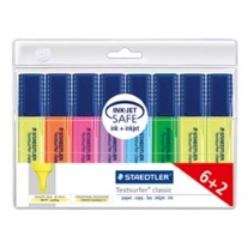 Staedtler Textsurfer 364 A WP8 marcador 8 pieza[s] Punta de cincel Azul, Verde, Naranja, Púrpura, Violeta, Amarillo 