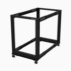 StarTech.com Rack 15U Móvil de Marco Abierto de 4 Columnas para Servidores - Rack de Cuatro Columnas de 19 Pulgadas para Equipo de Red e Informático - Ruedas o Patas Niveladoras 