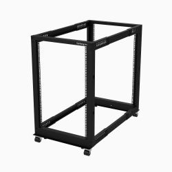 StarTech.com Rack 18U Móvil de Marco Abierto de 4 Columnas para Servidores - Rack de Cuatro Columnas de 19 Pulgadas para Equipo de Red e Informático - Ruedas o Patas Niveladoras 