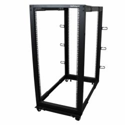 StarTech.com Rack 25U Móvil de Marco Abierto de 4 Columnas para Servidores - Rack de Cuatro Columnas 19 Pulgadas para Equipo de Red e Informático - Ruedas o Patas Niveladoras 