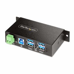 StarTech.com Hub USB Industrial de 4 Puertos Gestionado - Servicio Pesado - Caja de Metal - Protección ESD y Sobretensión - Montaje DIN, Pared, Escritorio - USB 3.2 Gen 1 5Gbps 