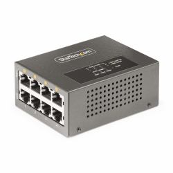 StarTech.com Switch PoE / PoE+ / PoE++ 802.3af/802.3at/802.3bt de 4 Puertos - 95W - 160W de Capacidad de Potencia - Inyector Power over 5/2.5/1G Ethernet Ethernet [NBASE-T] - sin Gestionar - para Carril DIN / Pared 