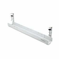 StarTech.com Bandeja Gestionador de Cables Negro - Soporte de Regleta - para Debajo del Escritorio - Ajustable en Longitud - Fijación con Mordaza - Instalación sin Perforaciónes - Blanco 