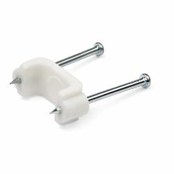 StarTech.com Paquete de 100 Clips con Puntillas para Cableado - con Dos Puntillas de Acero -para Cableado Ethernet/AV/Coaxial - Sujetacables para Muros de Ladrillo o Drywall - Blanco - TAA 