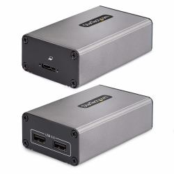 StarTech.com Extensor USB 3.0 de 2 Puertos sobre Fibra Multimodo OM3 - LC/LC - Hub de 2 Puertos USB-A de 5Gbps - Alcance de 350m - Alargador USB de Fibra Óptica - Extensor Óptico 