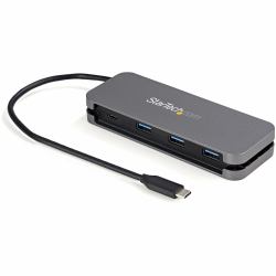StarTech.com Hub USB C de 4 Puertos - 3 USB-A 1 USB-C - Ladrón USB 3.0 Tipo C [USB 3.2 Gen 1] - Alimentado por el Bus - Hub Adaptador Portátil USBC to USBA - Cable de 28,5cm y Gestión de Cableado 