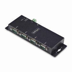 StarTech.com Adaptador Serie a Ethernet - Conversor RJ45 LAN IP a DB9 RS232 - Servidor de Dispositivos Serie de 4 Puertos - Carcasa de Metal - Dispositivos Serie Remotos - Pared o Carril DIN - TAA 