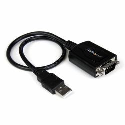 StarTech.com Cable 0,3m USB a Puerto Serie Serial RS232 DB9 con Retención del Puerto de Asignación COM 