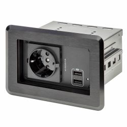 StarTech.com Caja de Tomacorrientes con 2 Puertos USB para Mesa de Conferencias 