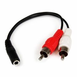 StarTech.com Cable Adaptador de 15cm de Audio Estéreo Mini Jack de 3,5mm Hembra a 2x RCA Macho 