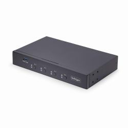 StarTech.com Switch KM/USB 4 Puertos con Conmutación por Ratón - Conmutador KM USB 3.0 de Teclado y Ratón para 4 Ordenadores - Comparte Periféricos en 4 Ordenadores - Audio de 3,5mm y USB - TAA 