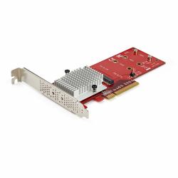 StarTech.com Tarjeta Adaptadora para 2 SSD M.2 PCIe SSD - Dos SSDs NVMe o AHCI M.2 SSD a x8/x16 PCI Express 3.0 - Compatible con PCIe M.2 NGFF [M-Key] - Admite 2242, 2260, 2280 - Mac y PC 