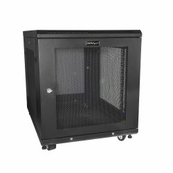 StarTech.com Armario Rack para Servidores 12U 19" 4 Columnas - Rack de Servidores con Cerradura y Seguro - Rack con Ruedas y Carriles de Montaje Ajustables para Equipo de Red 