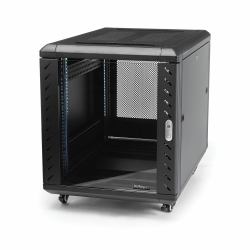 StarTech.com Armario Rack para Servidores 12U 19" 4 Columnas - Rack de Servidores con Cerradura y Seguro - Rack con Ruedas y Carriles de Montaje Ajustables para Equipo de Red 