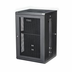 StarTech.com Armario Rack de Pared para Servidores 18U 19" 4 Columnas y Estante 1U - Rack de Servidores de Montaje en Pared con Bisagra - Rack Ventilado para Equipo de Red 