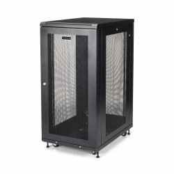 StarTech.com Armario Rack para Servidores 24U 19" 4 Columnas - Rack de Servidores con Cerradura y Seguro - Rack con Ruedas y Carriles de Montaje Ajustables para Equipo de Red 