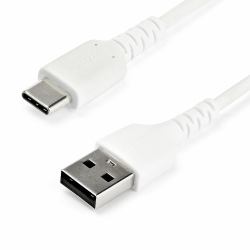 StarTech.com Cable de Carga USB-A a USB-C de 1m - Cable de Carga Rápida y Sincronización USB 2.0 de Servicio Pesado - Cable de Datos USB 2.0- Resistente con Fibra de Aramida - M/M - 3A - Blanco 