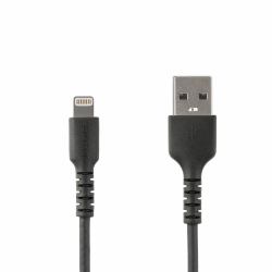 StarTech.com Cable Resistente USB-A a Lightning de 1 m Negro - Cable de Alimentación y Sincronización USB Tipo A a Lightning con Fibra de Aramida Robusta - Con Certificación MFi de Apple - iPad/iPhone 12 