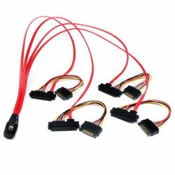 StarTech.com Cable de 50cm SAS Serial Attached SCSI SFF 8087 a 4x SATA Datos y Corriente Alimentación - Rojo 