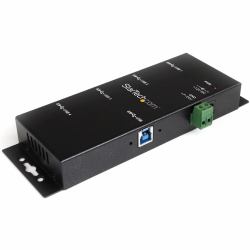 StarTech.com Hub Concentrador USB 3.0 de 4 Puertos - 5Gbps - Ladrón USB-A Industrial de Metal - de Montaje en Carril DIN, Pared o Escritorio - Hub de Expansión TAA 