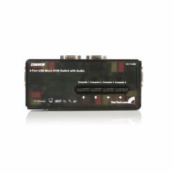 StarTech.com Juego de Conmutador Switch KVM 4 Puertos Vídeo VGA USB 2.0 con Cables y Audio 