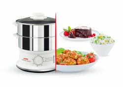 Tefal VC1451 vaporizador 2 cesta[s] Encimera Acero inoxidable, Blanco 