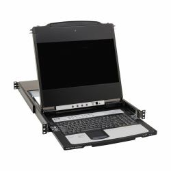 Tripp Lite B030-DP16-17DIP Consola KVM NetDirector de 16 Puertos DisplayPort con LCD de 17", Acceso Remoto IP, Riel Doble, Instalación en 1U de Rack 