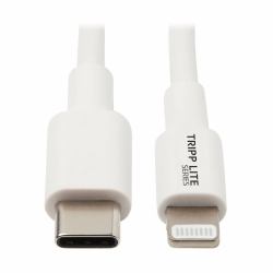 Tripp Lite M102-003-WH Cable de Sincronización y Carga USB C a Lightning, Certificado MFi - USB 2.0, M/M, Blanco, 0.91 m [3 pies] 