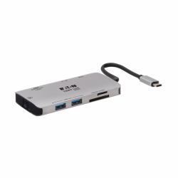 Tripp Lite U442-DOCK5-GY Estación de Conexión USB C - 4K HDMI, USB 3.2 Gen 1, Hub USB A, GbE, Tarjeta de Memoria, Carga PD de 100W, Gris 